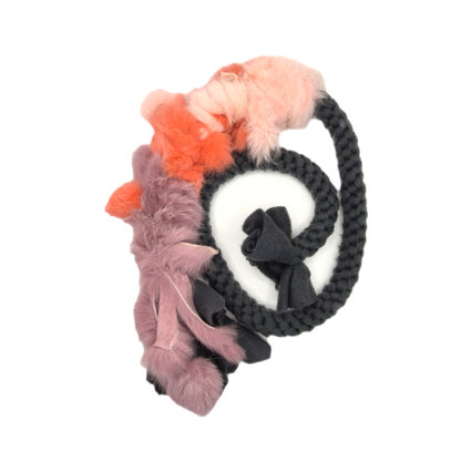 Vlečka s krznom, temno siva, 110 cm, krzno 30 cm, obseg 7 cm